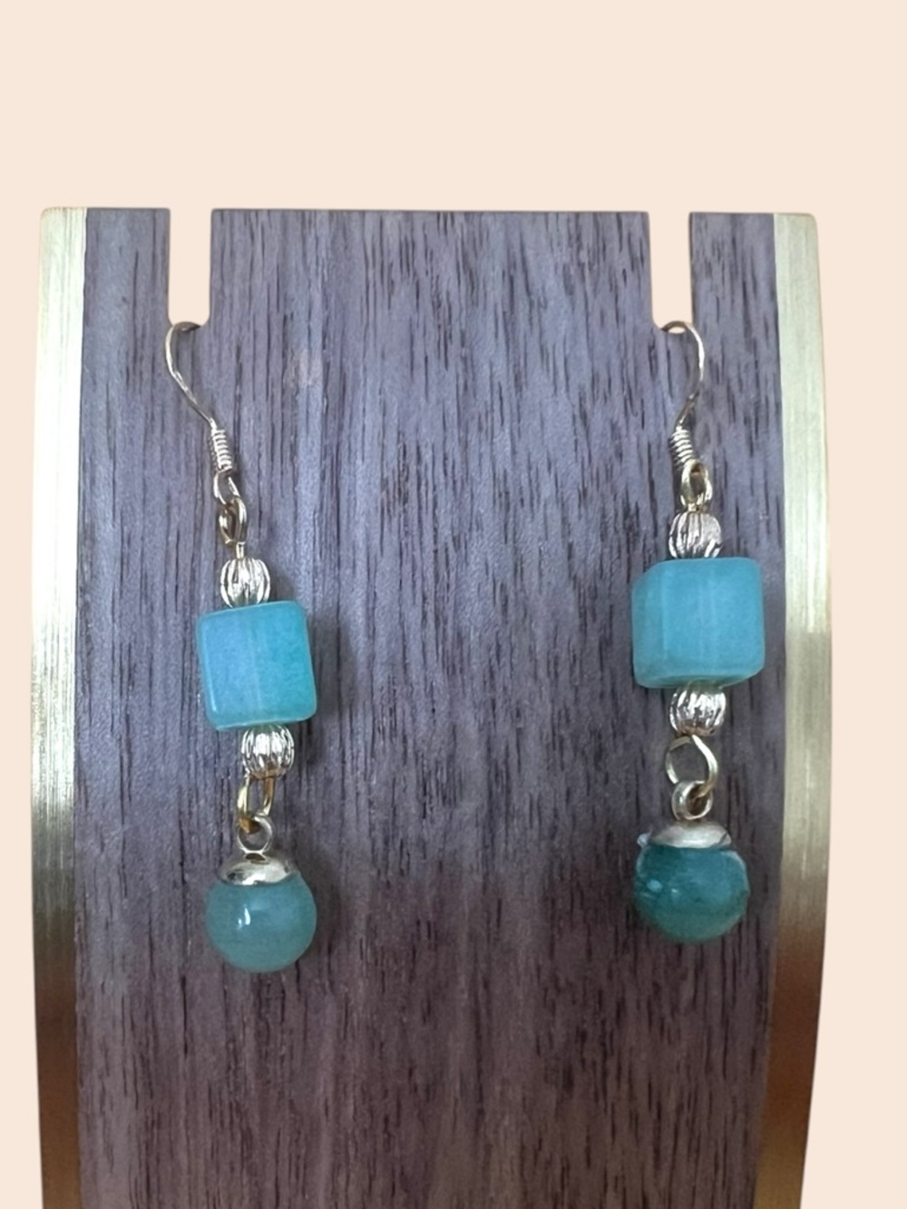14KGP Jade Beaded Dangle Earrings - Unbranded